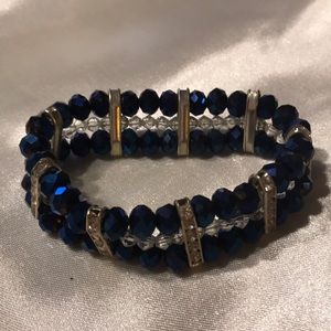 Vibrant blue beads with purple tint; stretchy